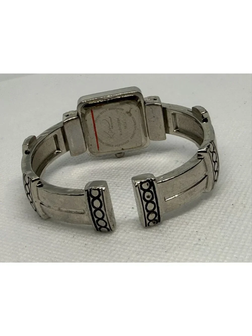 Kim Rogers Silver-Tone Quartz Womens Bracelet Watch Roman Numerals Textured